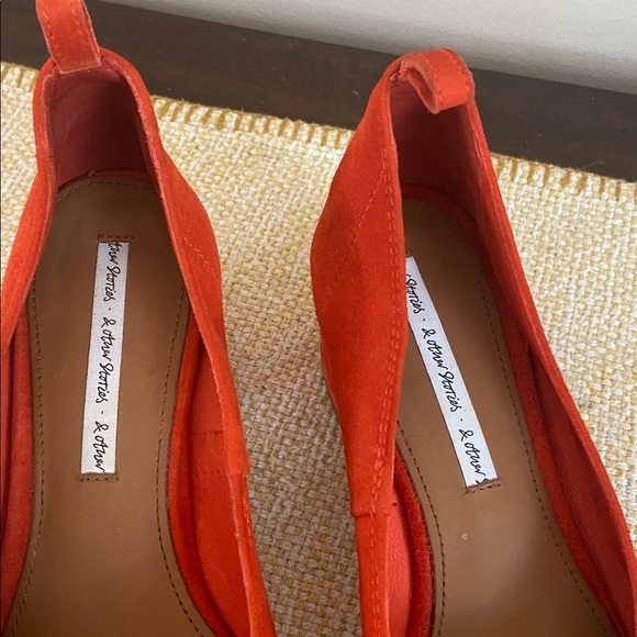 & Other Stories- Women Suede Ballet Pumps Block Heel Orange - Picture 5 of 11